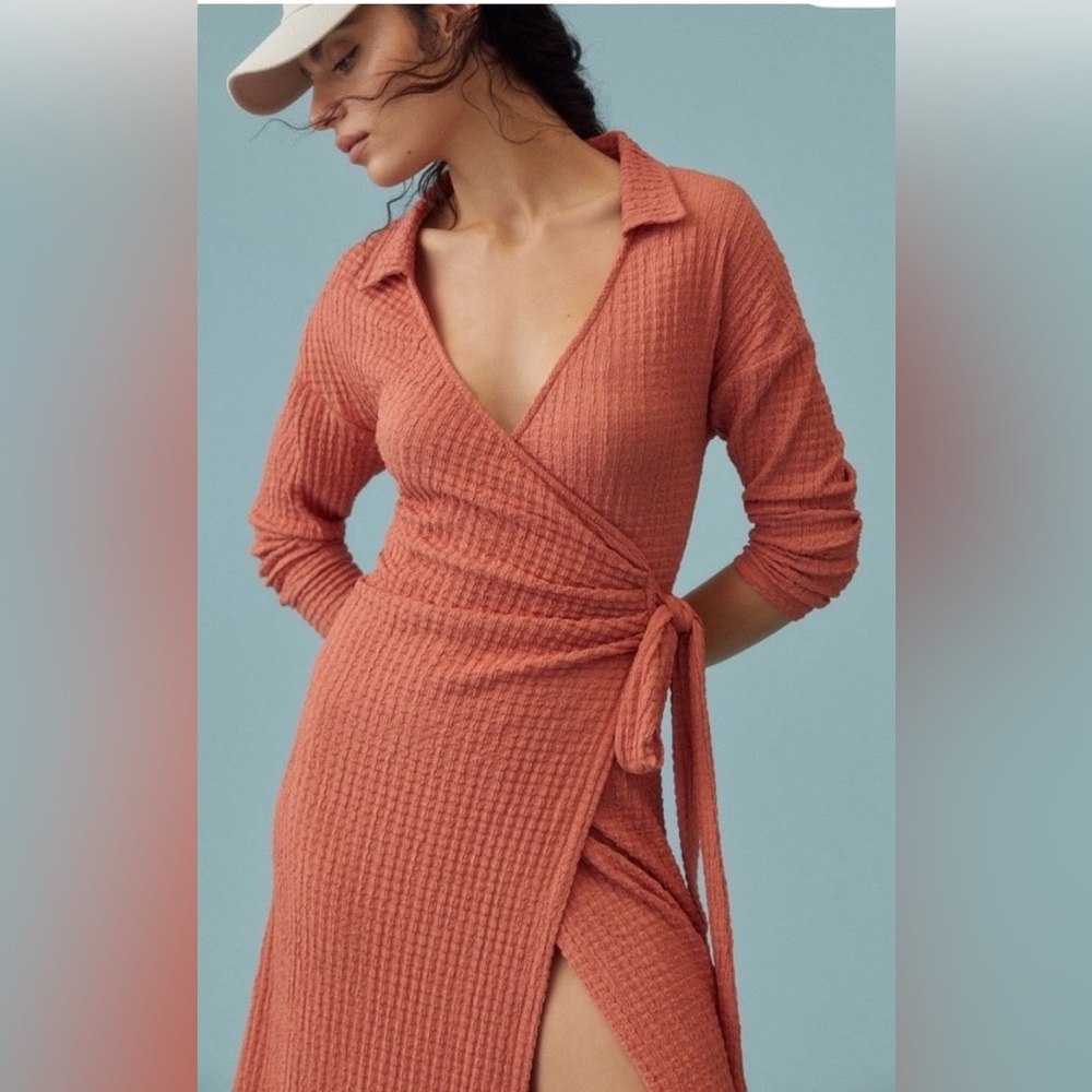 Anthropologie Terracotta Wrap Dress - Picture 2 of 9